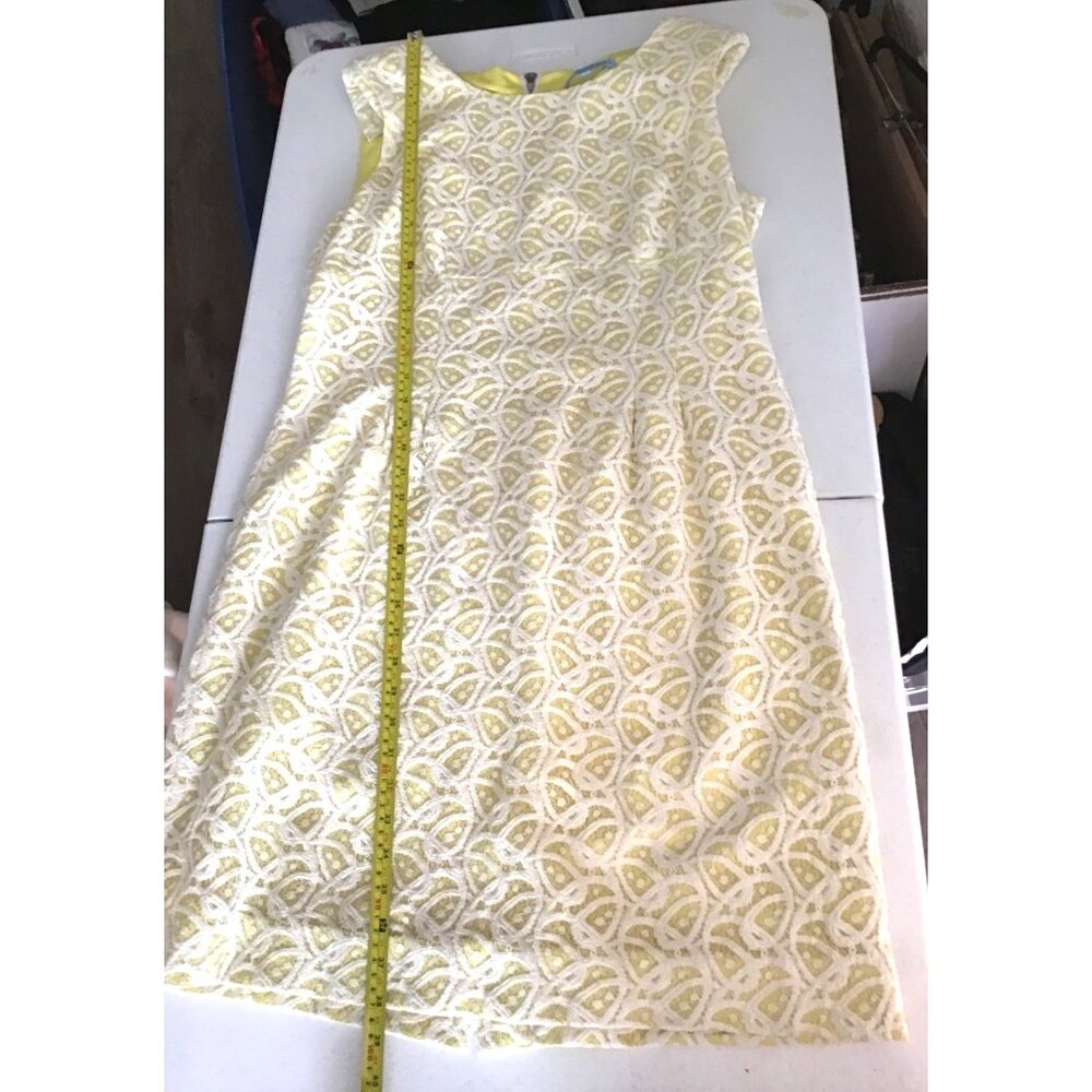 ANTONIO MELANI- WOMENS LACE MIDI DRESS WITH YELLOW LINING ZIP UP CLOSURE SIZE 14 - Picture 6 of 7
